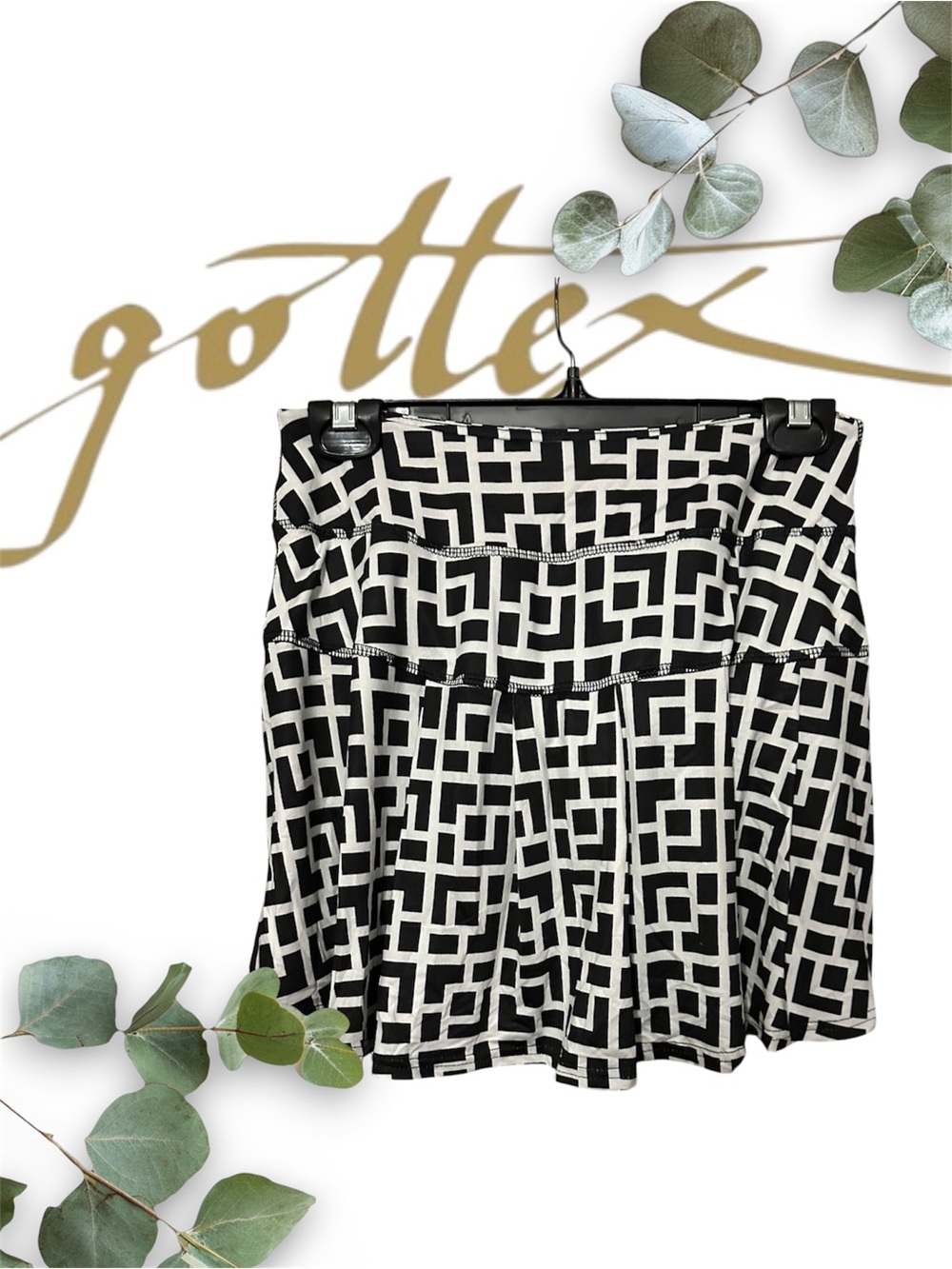 Gottex Black & White Geometric Performance Golf and Tennis Skort-NWT Size M